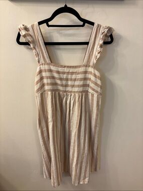 Draper James Striped Sleeveless Sundress in Cream and Tan